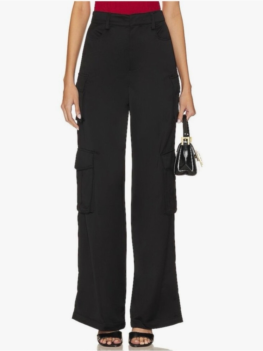 NWT Favorite Daughter Black Wide-Leg Cargo Pants